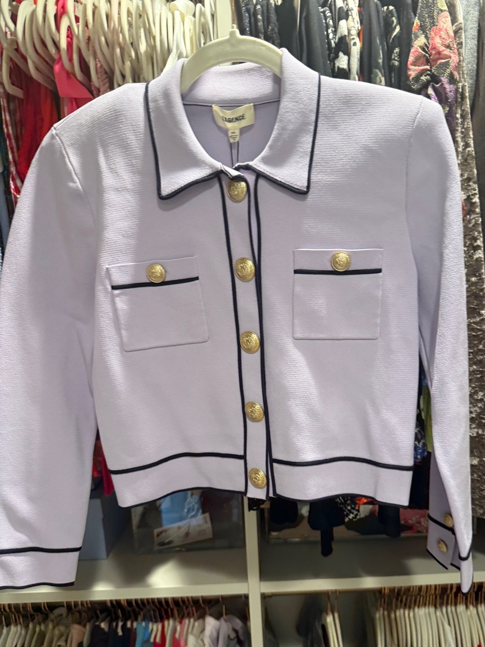 L'AGENCE Light Lavender Blazer with Black Trim